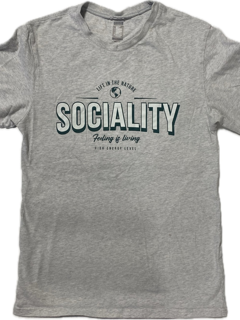 Sociality Men's Short Sleeve Crewneck Tee - Light Grey